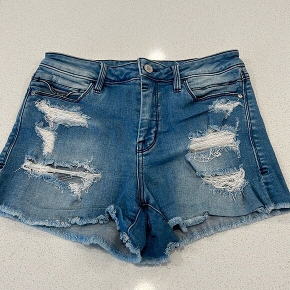 bebe Pants - Bebe Distressed Denim Shorts